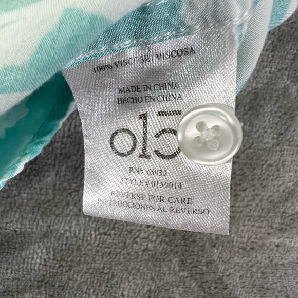 O1C Short Sleeve Hawaiian Button Down Shirt Mens Size XL Teal + White - Picture 8 of 11